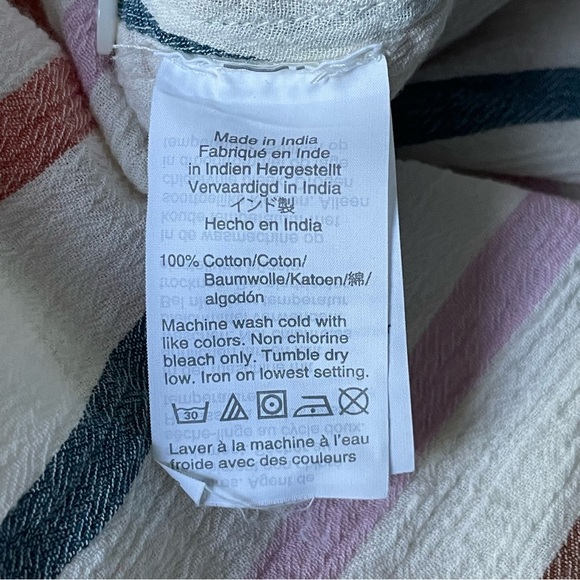 Madewell Gauze Central Button Down Tunic Shirt in Rainbow Stripe 35927 - Picture 11 of 15